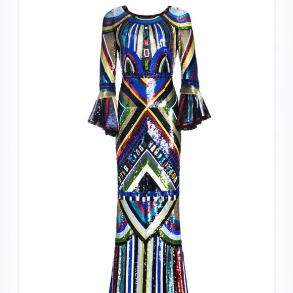 Alice + Olivia Dresses & Skirts - Multicolor Sequin Geometric Dress